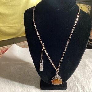 AMBER NECKLACE  ORNATE. Lovely chain. CALA DESIGN TOO ARTIST MADE